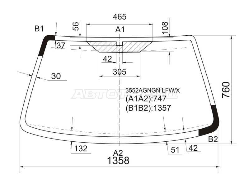 Стекло лобовое Ford Fiesta 95-02 / Courier 96-02 - MAZDA 121 3 0 (1996-2003), Хэтчбек 3 дв.